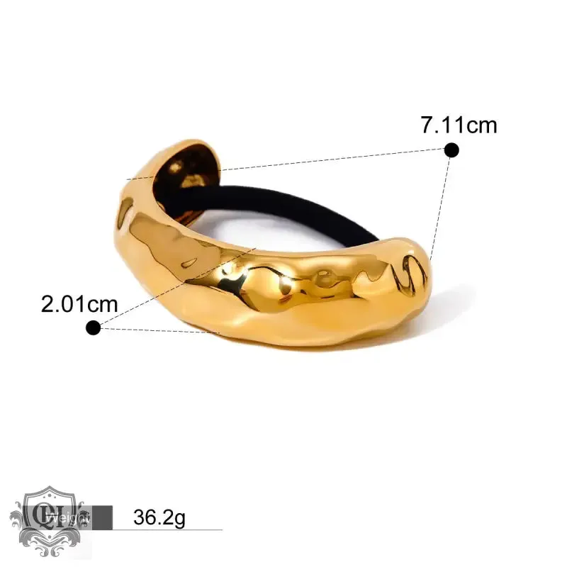 18K gold elegant geometric U-shaped hair accessories with texture design