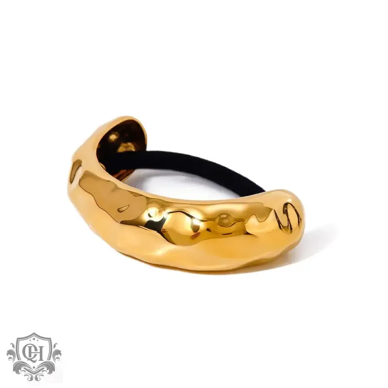 18K gold elegant geometric U-shaped hair accessories with texture design