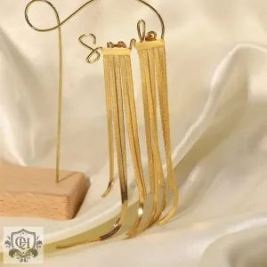 18K Gold Elegant Tassel Earrings