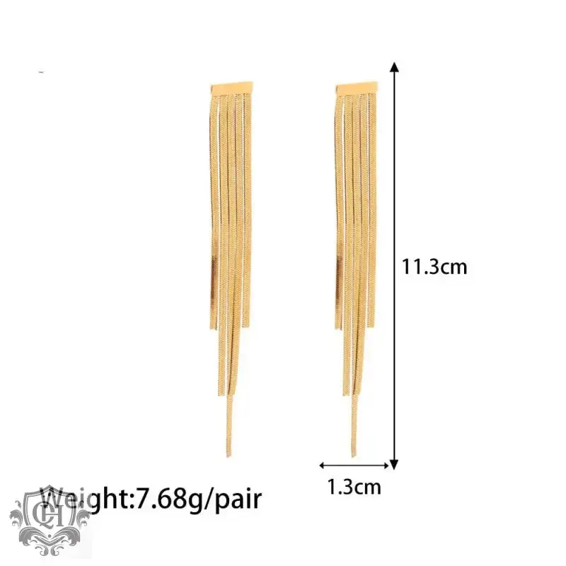 18K Gold Elegant Tassel Earrings