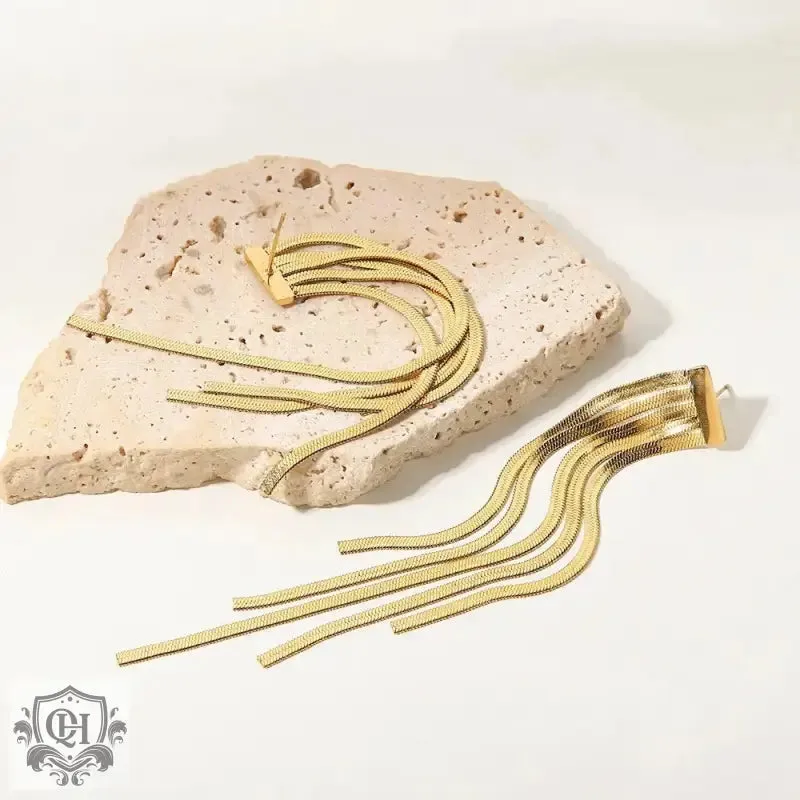 18K Gold Elegant Tassel Earrings