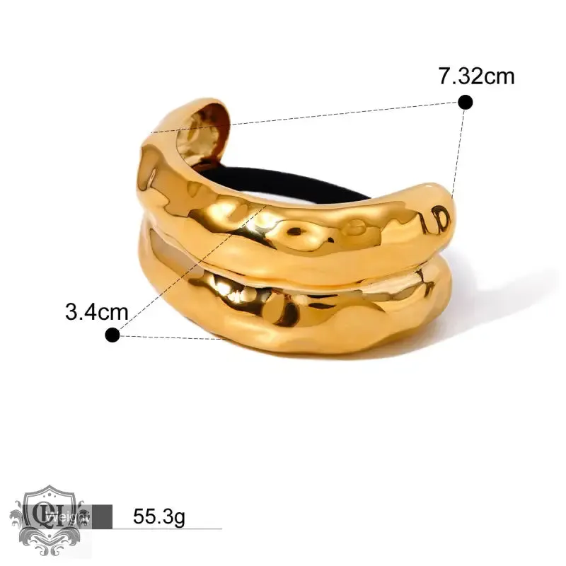 18K gold trendy unique double-layer texture design hair accessories