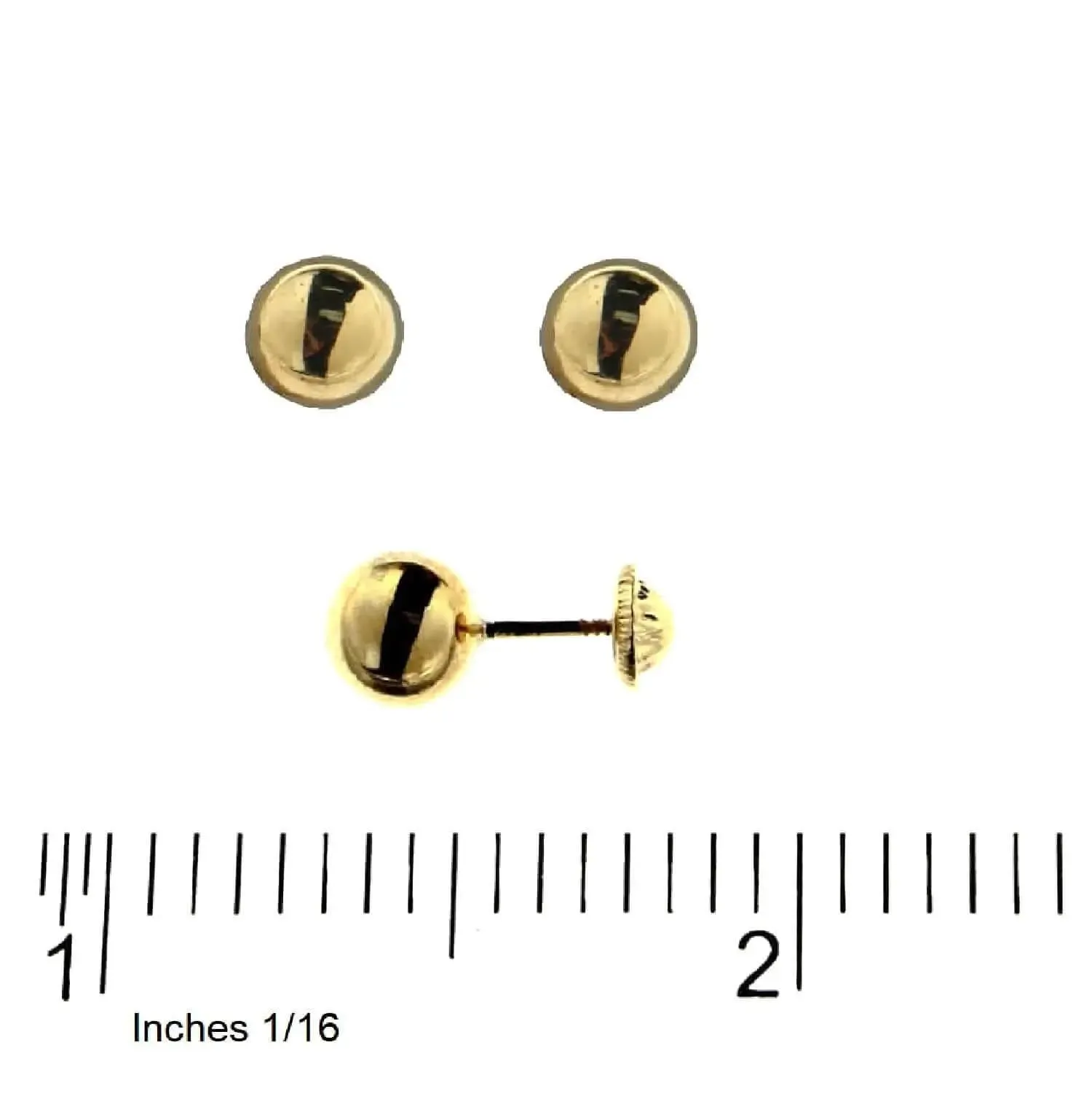 18K Solid Yellow Gold 6 mm. Ball covered screwbacks Earrings