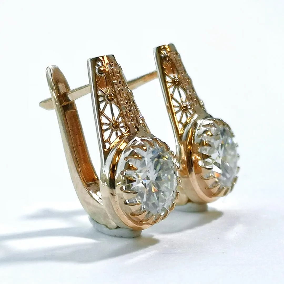 2 ctw Moissanite Gold Earrings Elegant Design