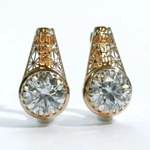 2 ctw Moissanite Gold Earrings Elegant Design