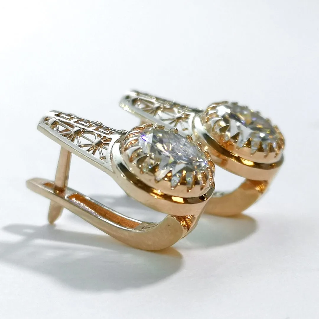 2 ctw Moissanite Gold Earrings Elegant Design