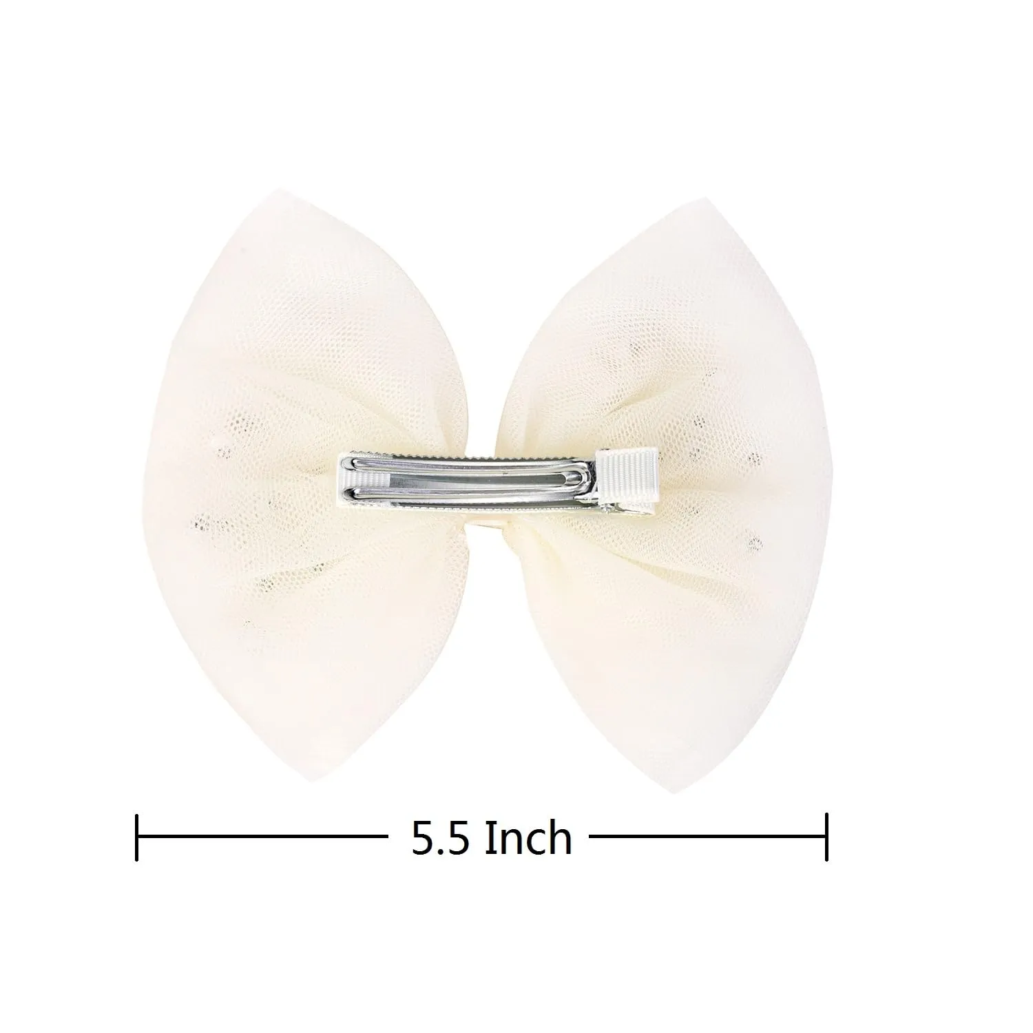 2 PCS Pearl Hair Bows Hair Clips for Toddler Girls - Elegant Ivory Lace Veil Hair Accessories for Birthday, Wedding, Halloween, Thanksgiving, and Christmas Occasions(Ivory)