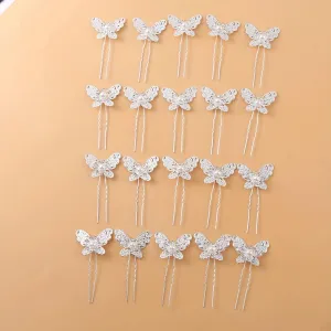 20pcs Rhinestone Pearl Butterfly Hairpins for Wedding