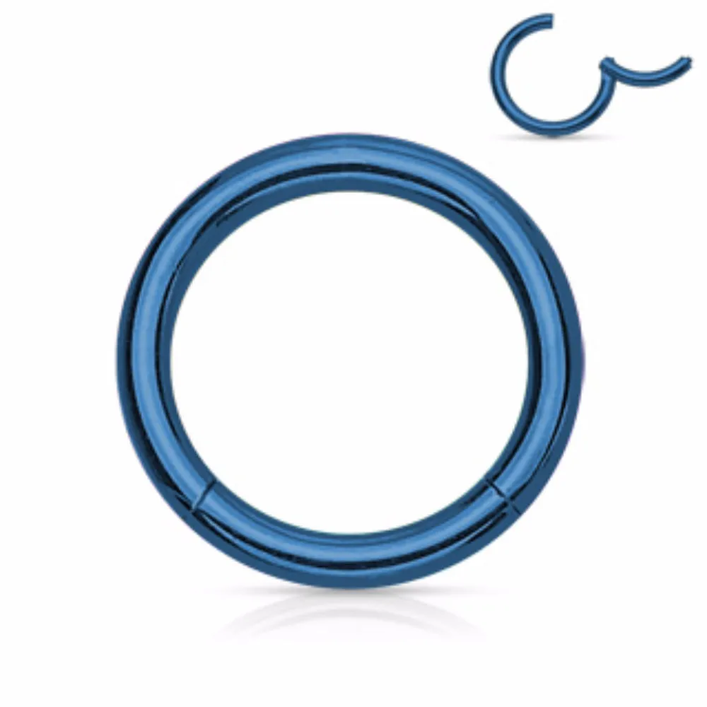316L Surgical Steel Color Hinged Seamless Clicker Septum Ring 20g 18g 16g 14g 12g 10g