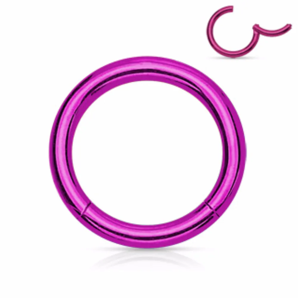 316L Surgical Steel Color Hinged Seamless Clicker Septum Ring 20g 18g 16g 14g 12g 10g
