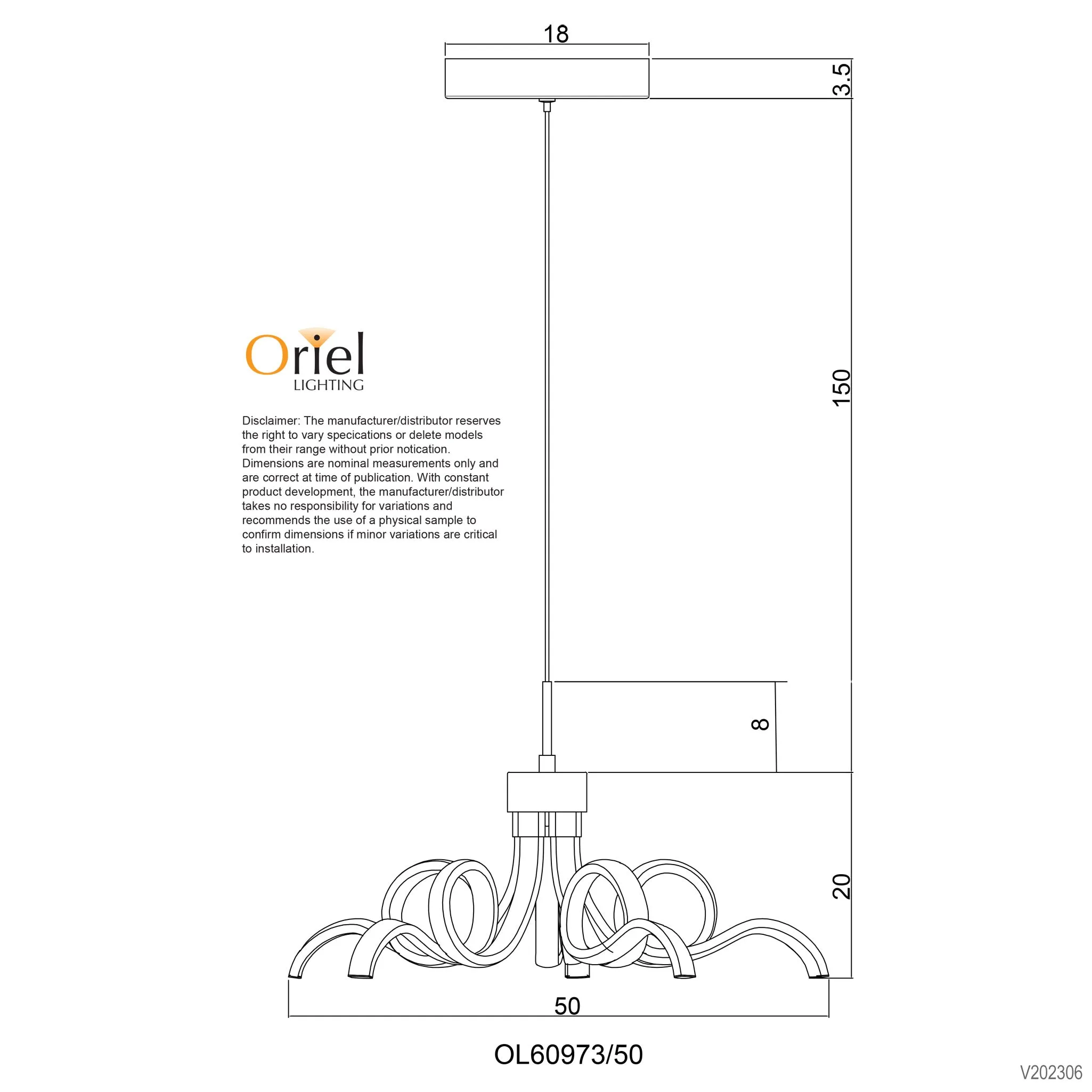 50cm Noodle Contemporary Pendant White