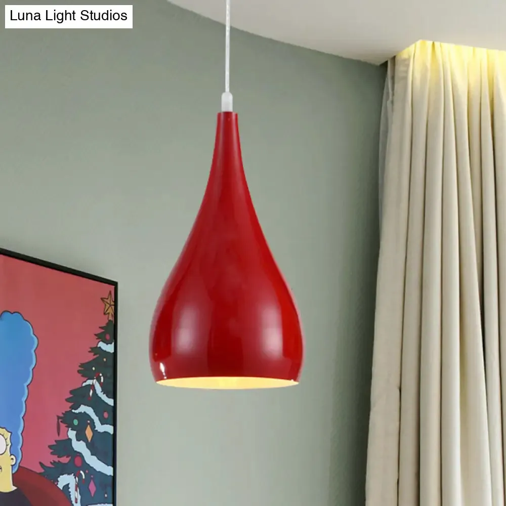6.5"/10" Teardrop Pendant Light - Modern Metal, 1 Light, Black/White/Red