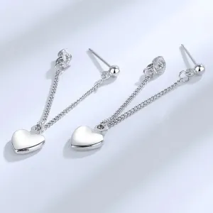 925 Sterling Silver Heart Dangle Drop Stud Earrings