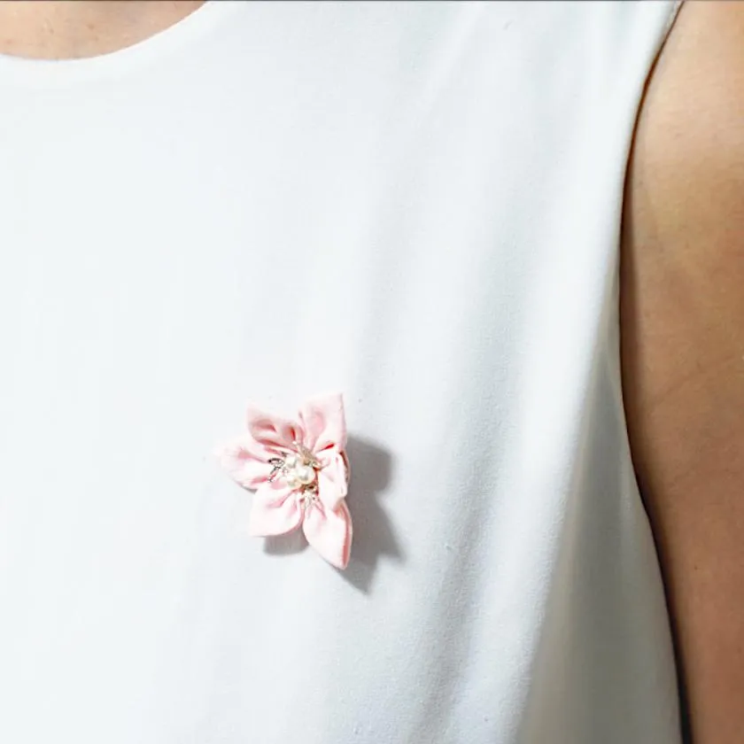 [ACCESSORY 4 PIECES] CHERRY BLOSSOM (BARRETTE, TRIANGLE BROOCH, SQUARE BROOCH, ROUND BROOCH) | TSUMAMI KANZASHI