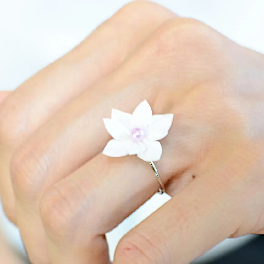 [ACCESSORY 4 PIECES] PURE WHITE (BARRETTE, BROOCH, EARRINGS, RING) | TSUMAMI KANZASHI