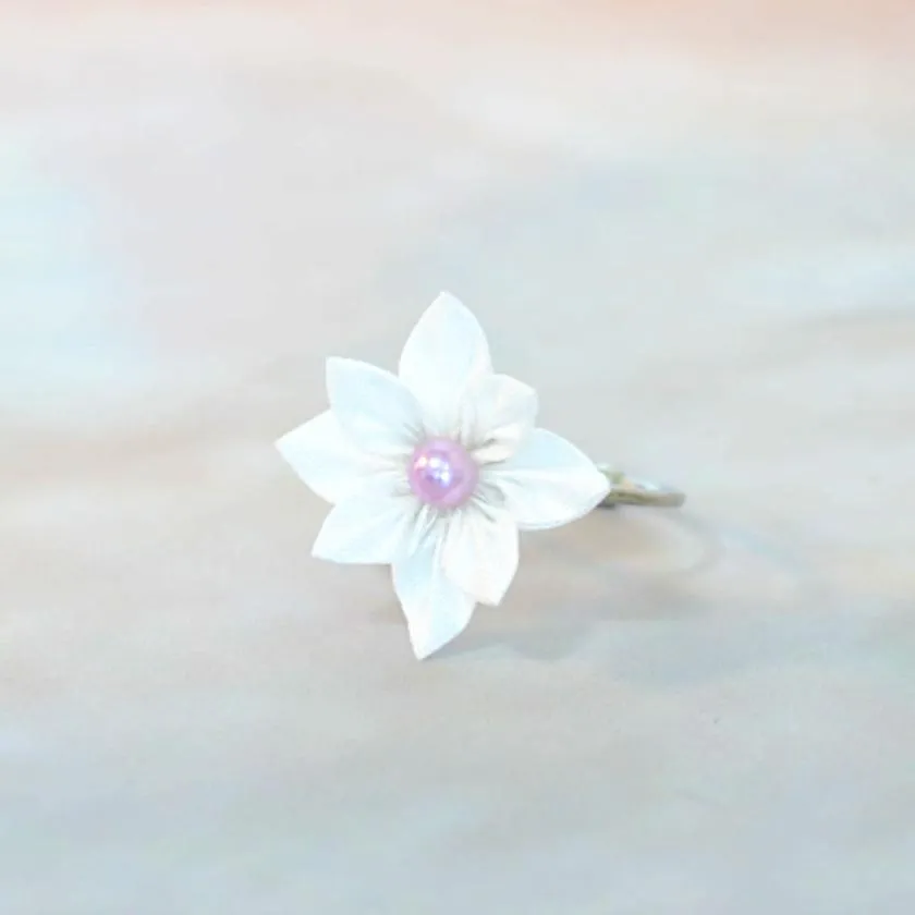 [ACCESSORY 4 PIECES] PURE WHITE (BARRETTE, BROOCH, EARRINGS, RING) | TSUMAMI KANZASHI