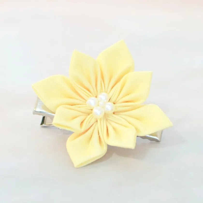 [ACCESSORY 4 PIECES] YELLOW (HAT PIN BROOCH, BROOCH, NON-HOLE EARRINGS, HAIR CLIP) | TSUMAMI KANZASHI