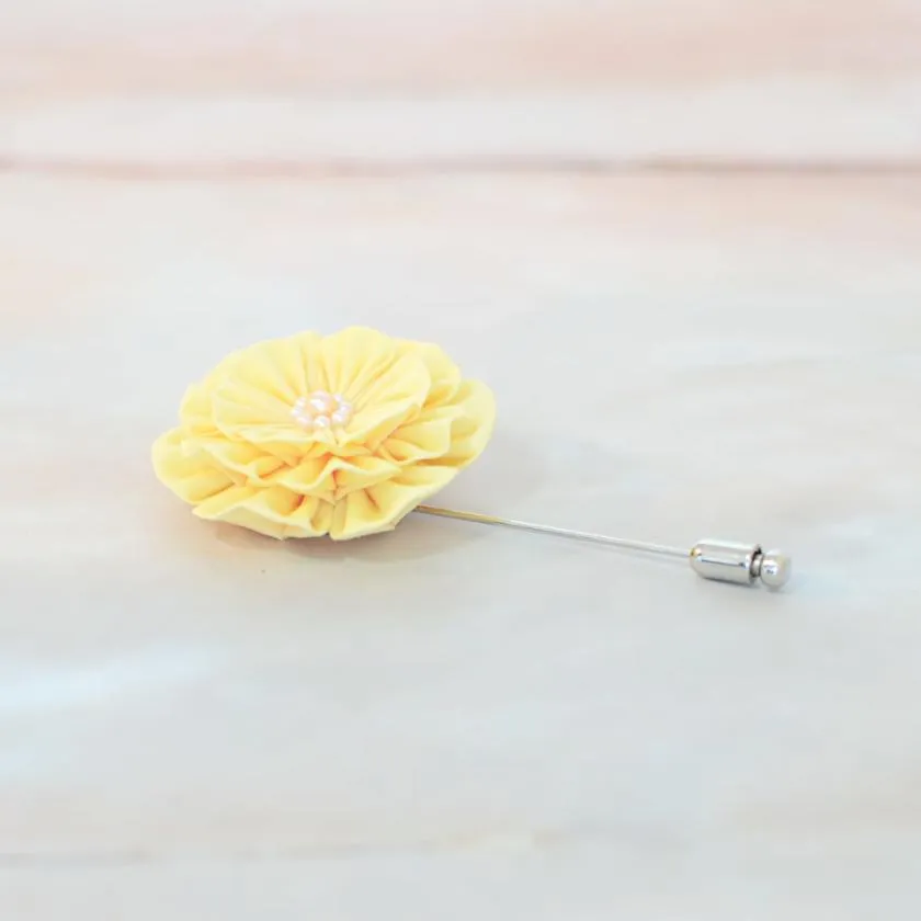 [ACCESSORY 4 PIECES] YELLOW (HAT PIN BROOCH, BROOCH, NON-HOLE EARRINGS, HAIR CLIP) | TSUMAMI KANZASHI