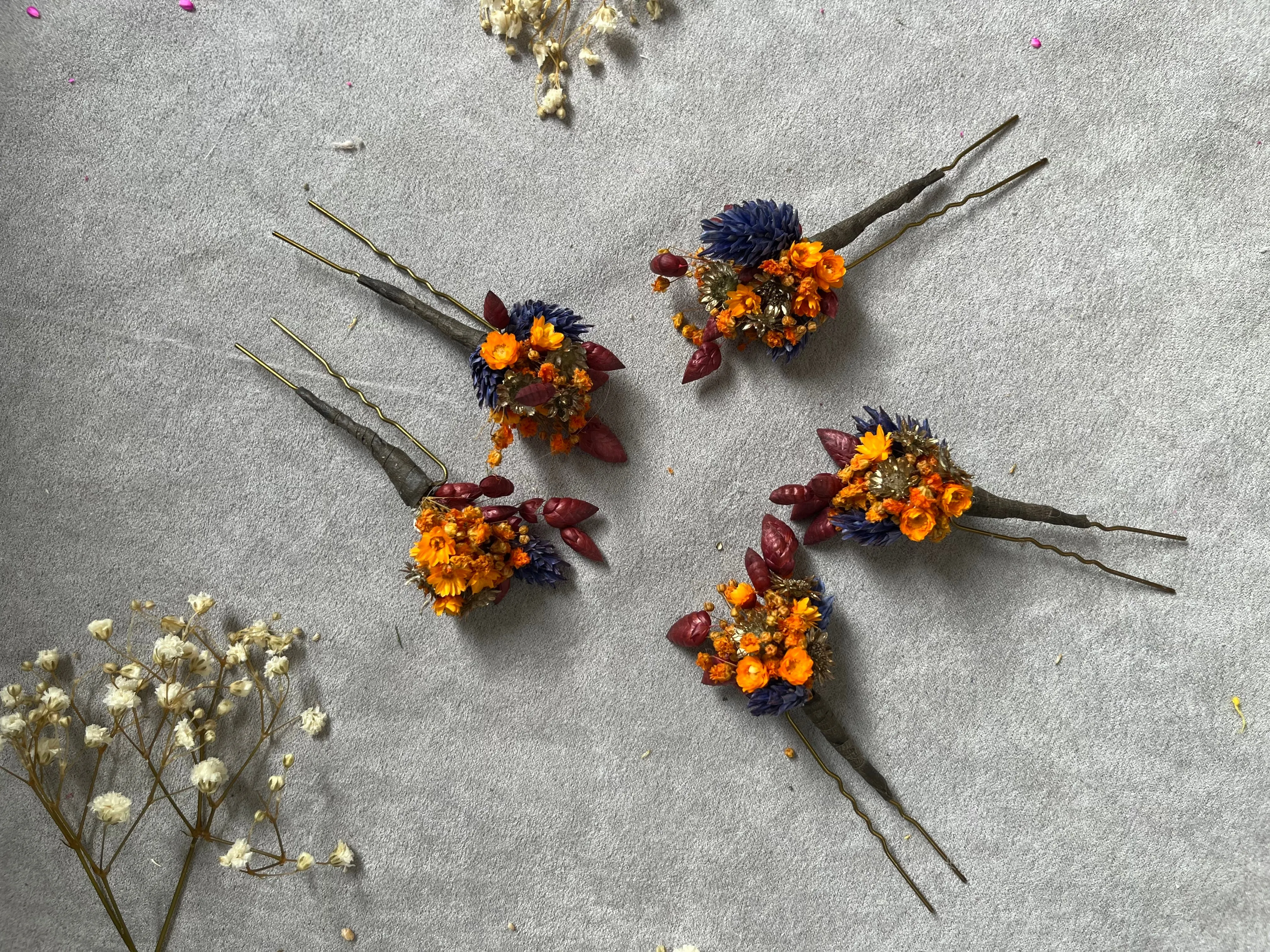 Autumn wedding hairpins