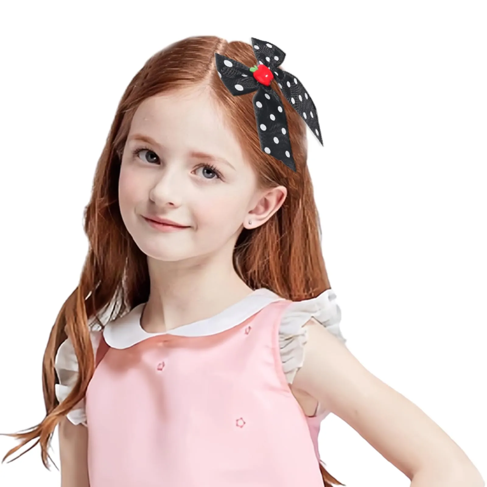 Back to School Hair Clips for Girls Grosgrain Ribbon Bow Clip Cute Hair Clip Black Bows Fruit Hair Bows Large Hair Barrettes Hairpin for Baby Kids Toddler Teacher Hair Accessories for Styling 2PCS