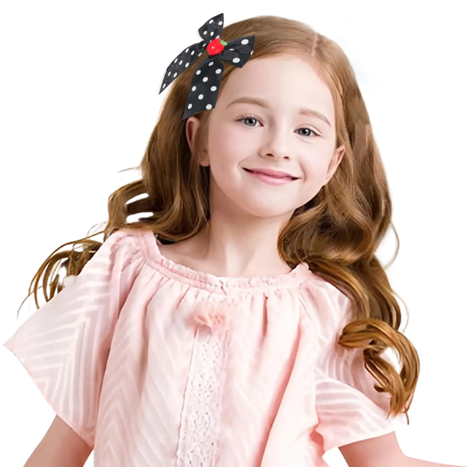 Back to School Hair Clips for Girls Grosgrain Ribbon Bow Clip Cute Hair Clip Black Bows Fruit Hair Bows Large Hair Barrettes Hairpin for Baby Kids Toddler Teacher Hair Accessories for Styling 2PCS