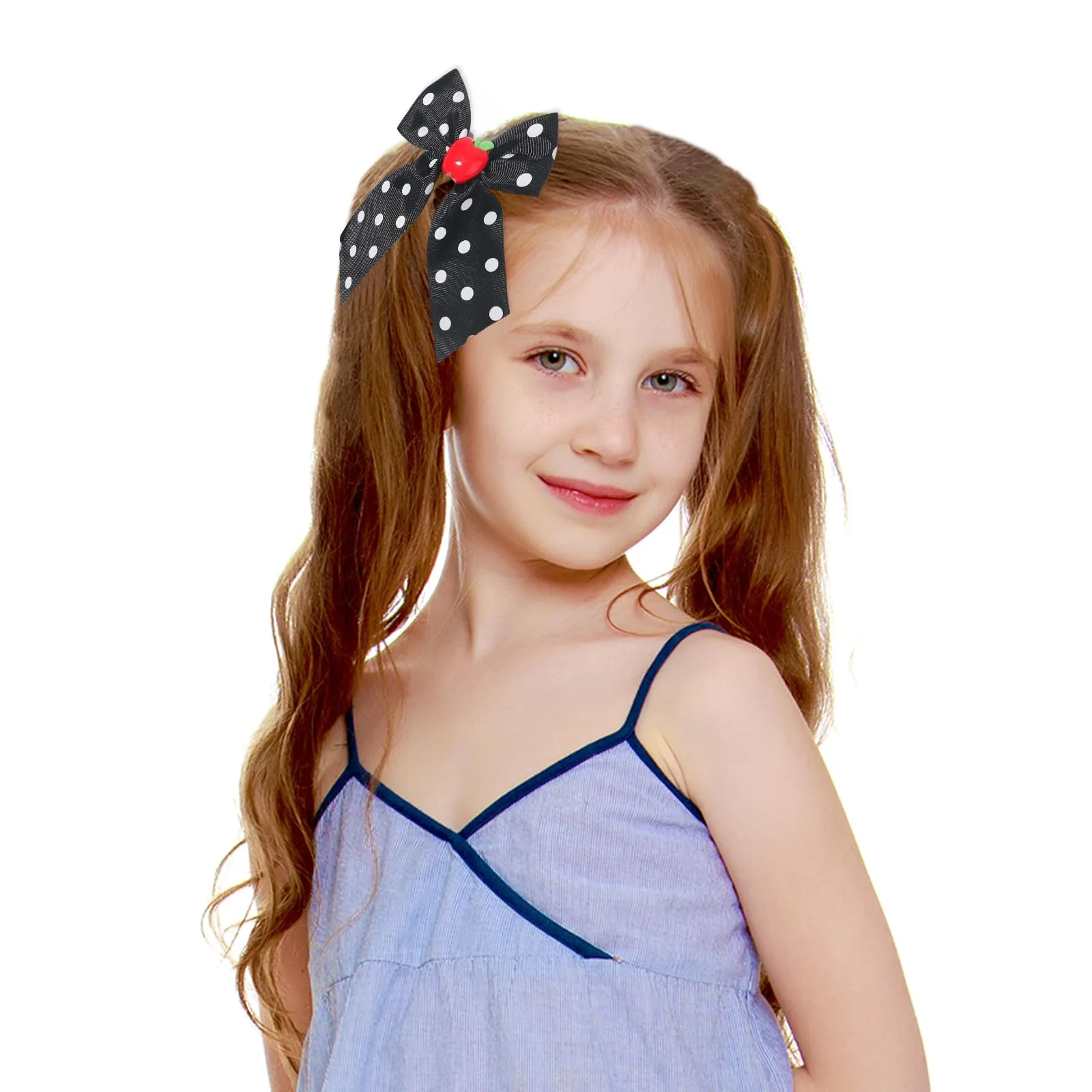 Back to School Hair Clips for Girls Grosgrain Ribbon Bow Clip Cute Hair Clip Black Bows Fruit Hair Bows Large Hair Barrettes Hairpin for Baby Kids Toddler Teacher Hair Accessories for Styling 2PCS