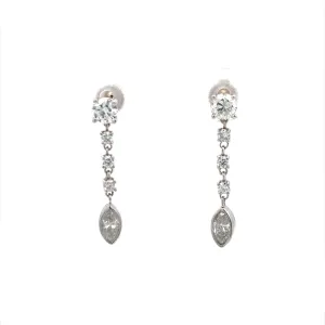 Beeghly & Co. White Gold 3/4 CTW Diamond Droplet Earrings