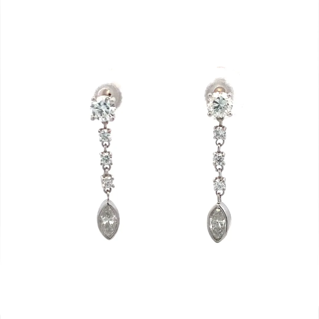 Beeghly & Co. White Gold 3/4 CTW Diamond Droplet Earrings