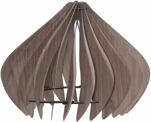 Benzara 60 Watt Semi Cage Shape Wooden Ceiling Pendant, Walnut Brown