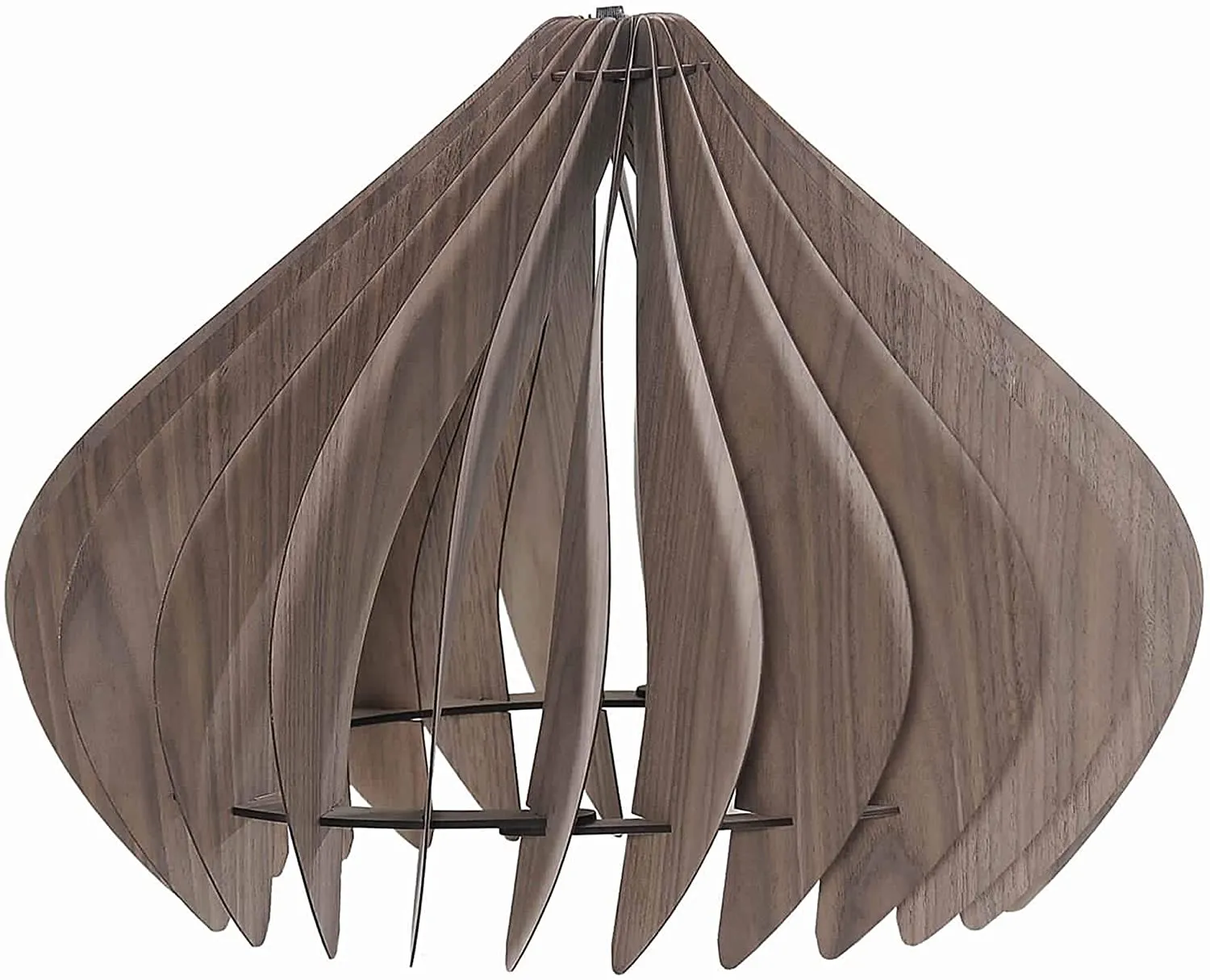 Benzara 60 Watt Semi Cage Shape Wooden Ceiling Pendant, Walnut Brown