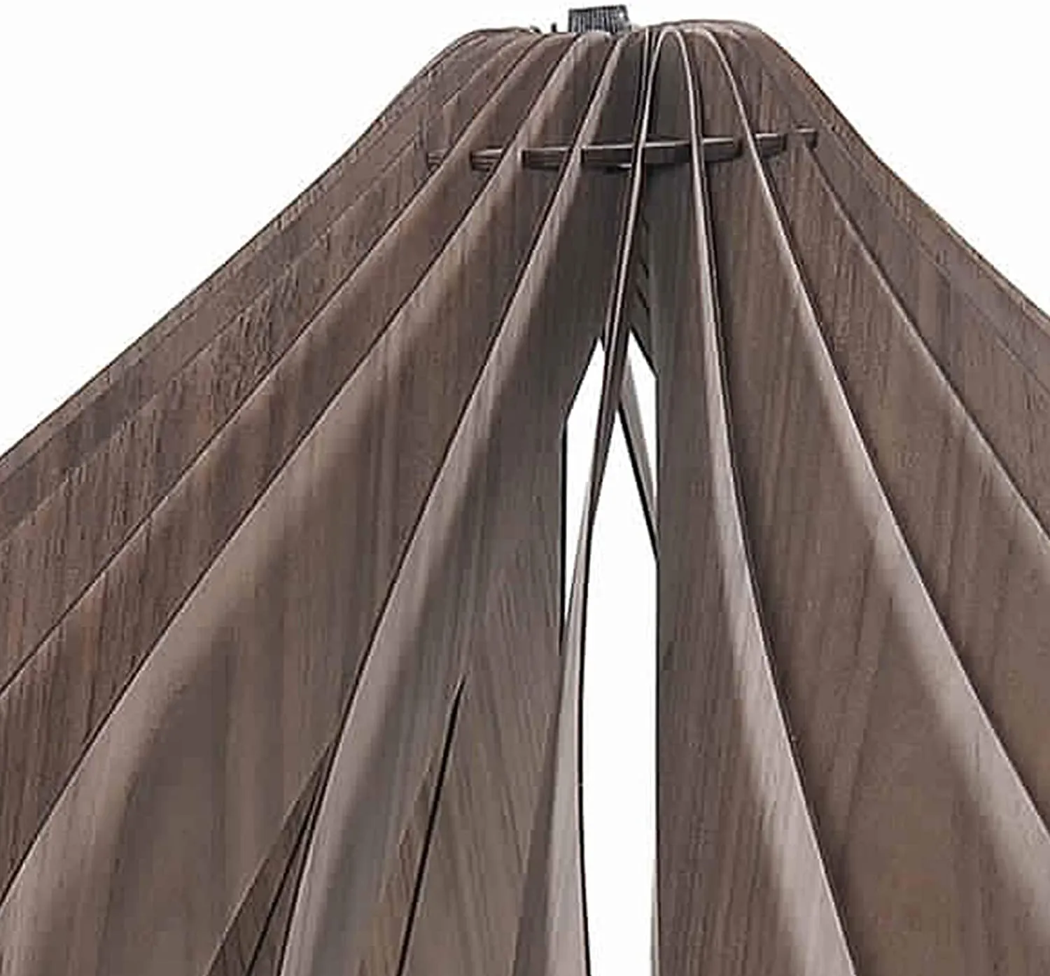 Benzara 60 Watt Semi Cage Shape Wooden Ceiling Pendant, Walnut Brown