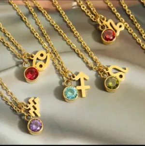 Birthstone and Zodiac Necklace