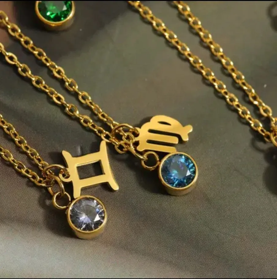 Birthstone and Zodiac Necklace