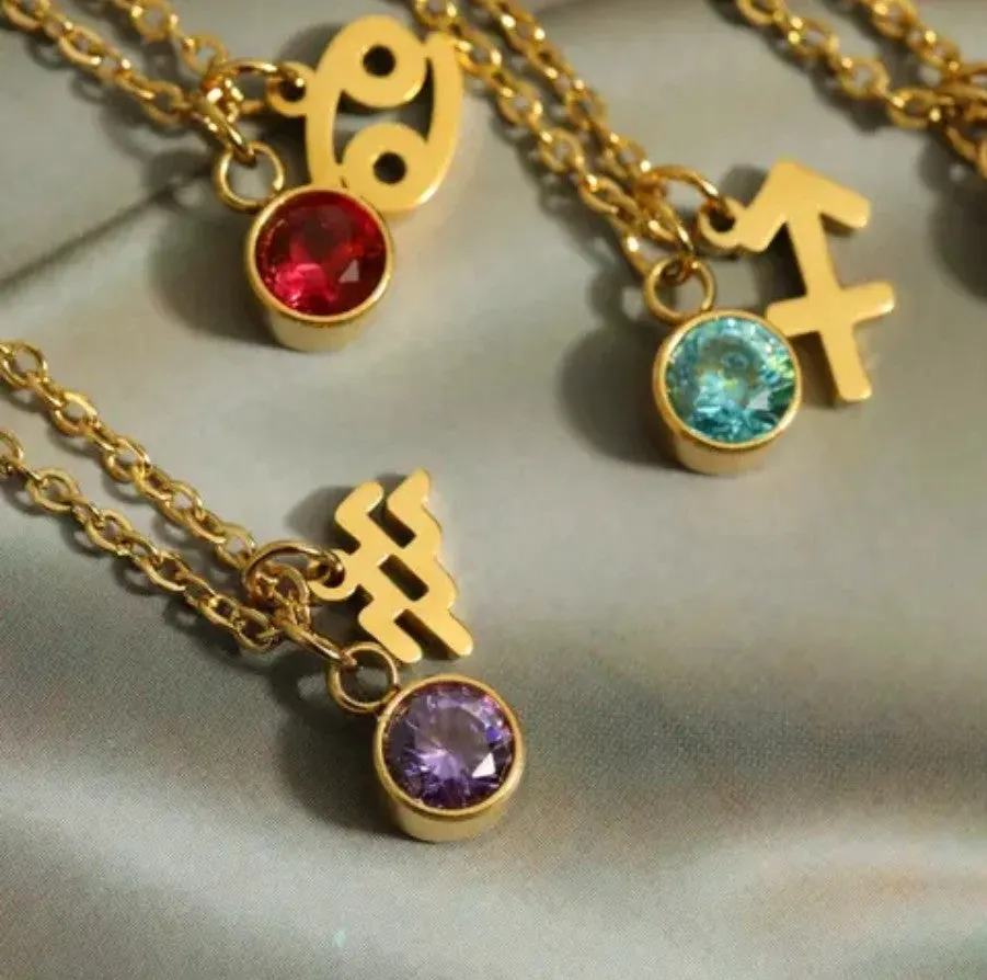 Birthstone and Zodiac Necklace