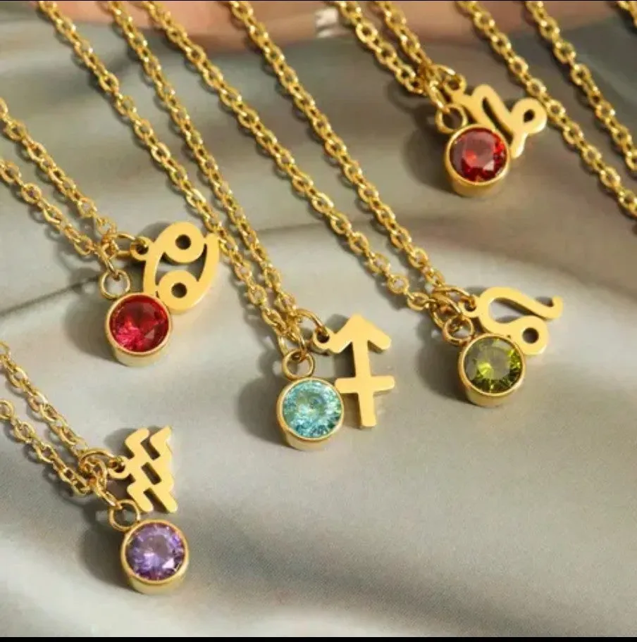 Birthstone and Zodiac Necklace