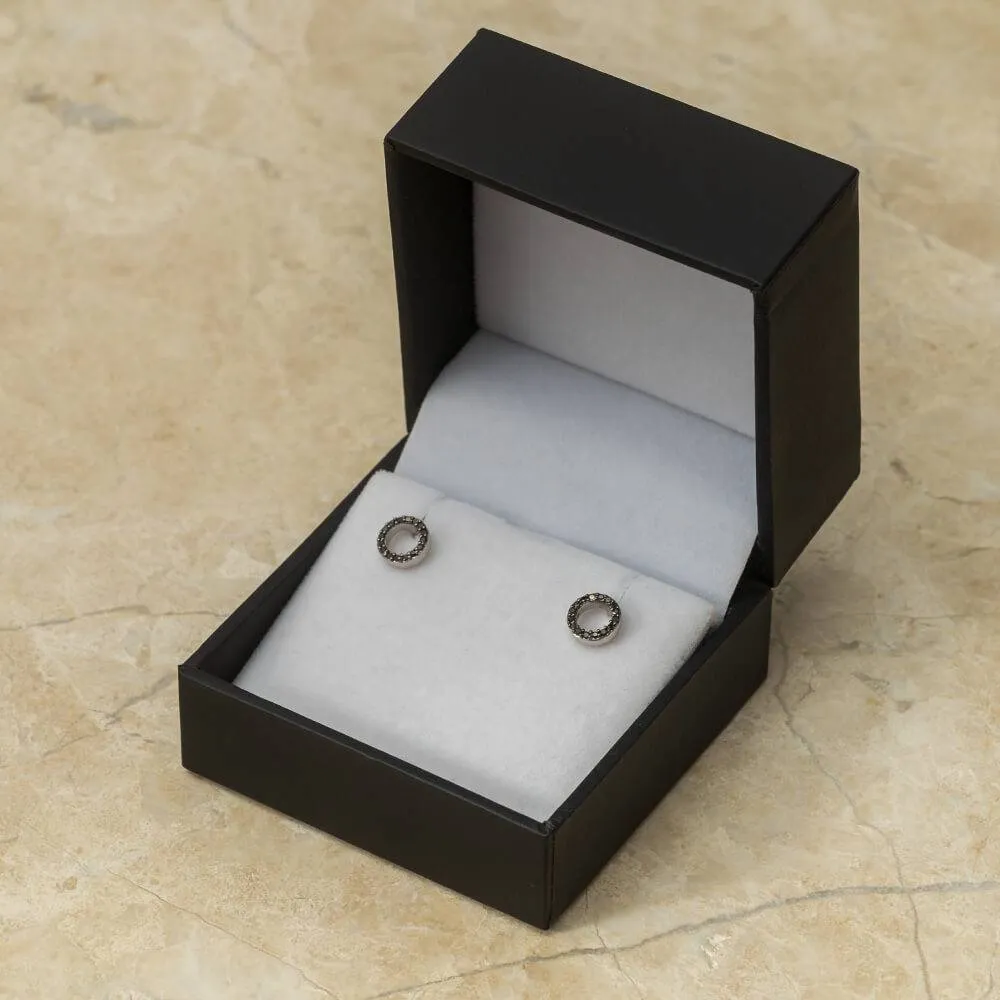 Black Diamond Circle Stud Earrings