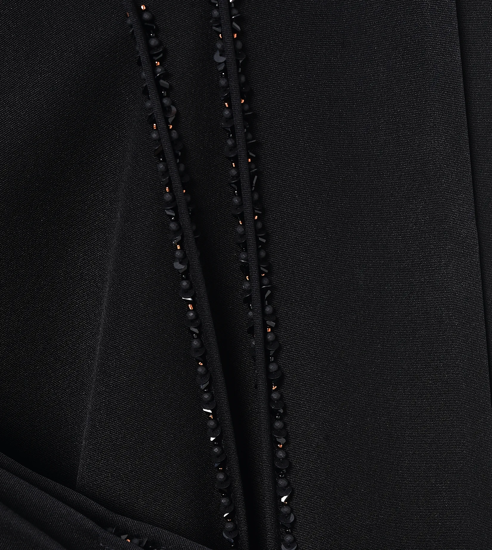 Black Emarati Crepe Abaya with Intricate Beadwork