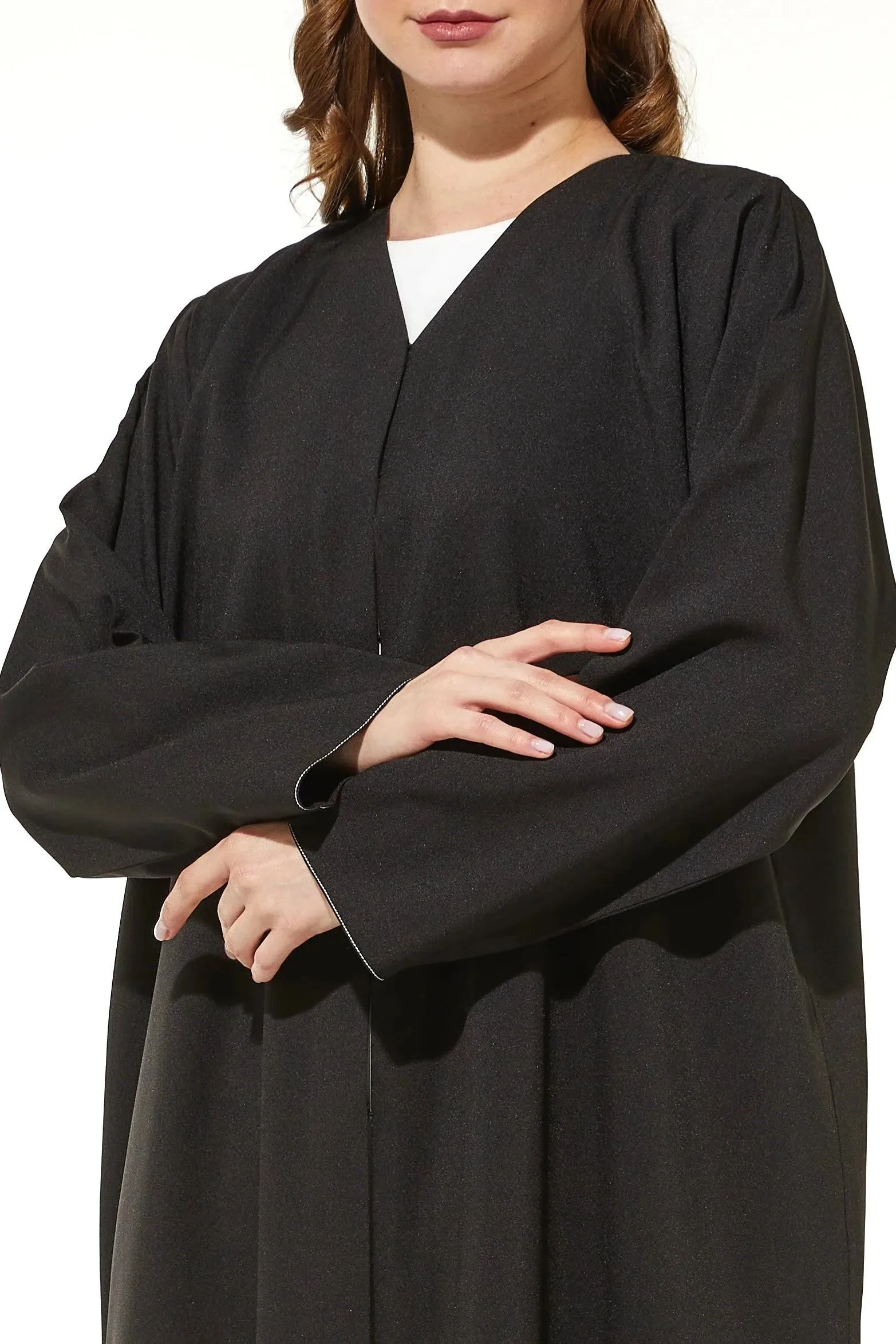 Black Kadi Crepe Abaya with Side Intricate Embroidery