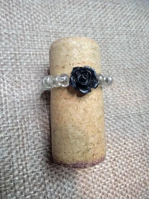Black Rose Bead Rings