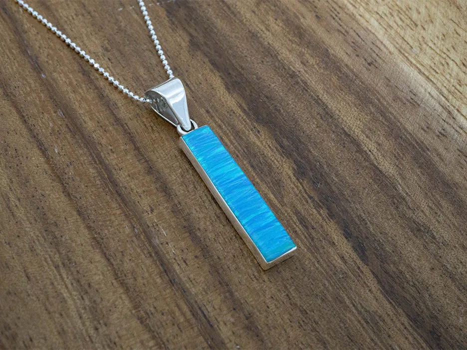 Blue Opal Column Pendant