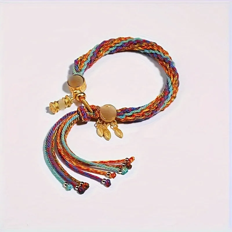 Bohemian Multicolor Handwoven Cotton Bracelet with Tassels