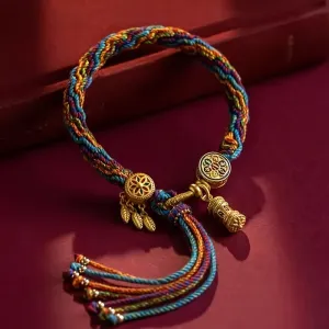 Bohemian Multicolor Handwoven Cotton Bracelet with Tassels