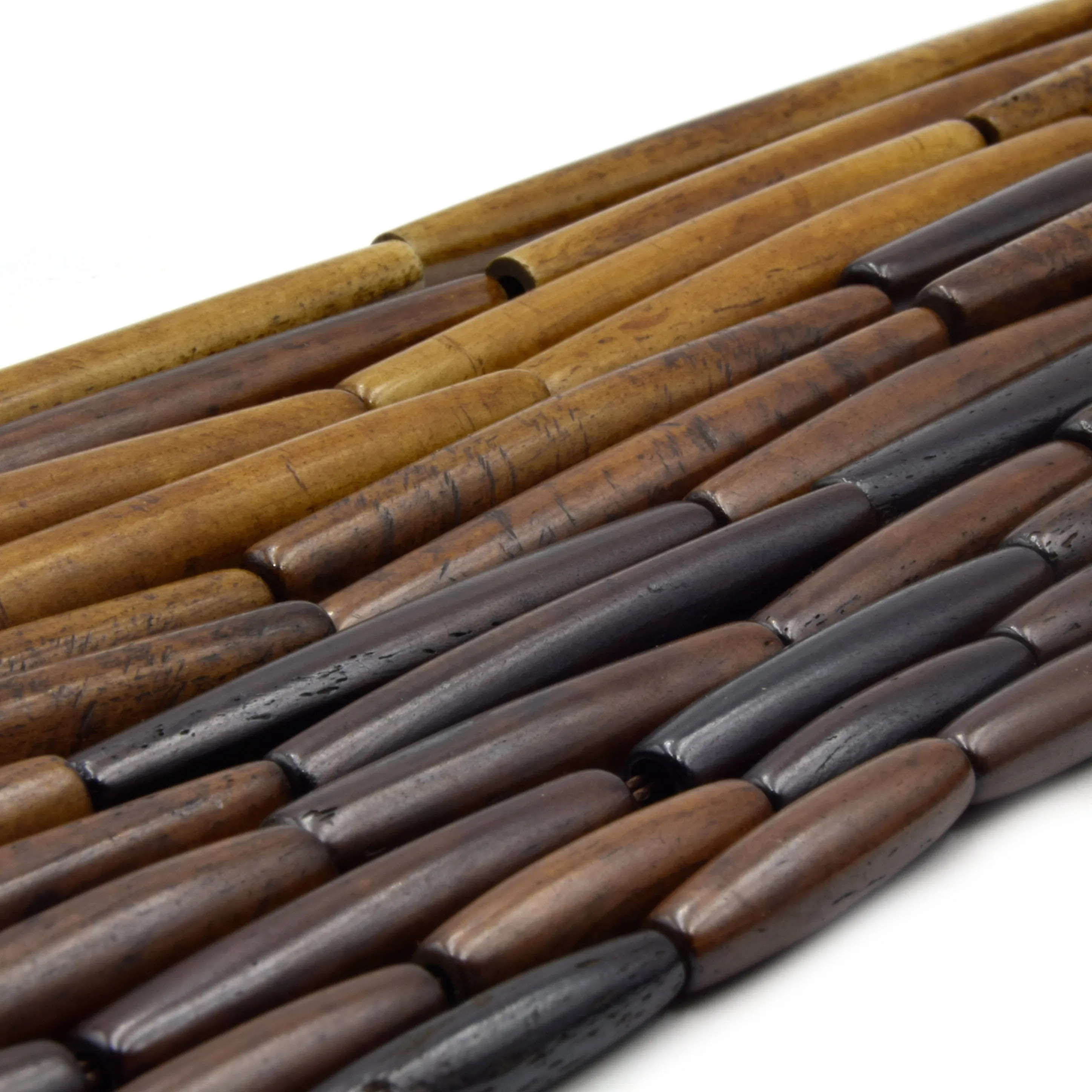 Bone Beads - Ox Bone Tube Hair Pipe Beads in Sizes 1 inch to 4 inches, Available in White, Brown, and Black.