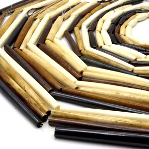 Bone Beads - Ox Bone Tube Hair Pipe Beads in Sizes 1 inch to 4 inches, Available in White, Brown, and Black.