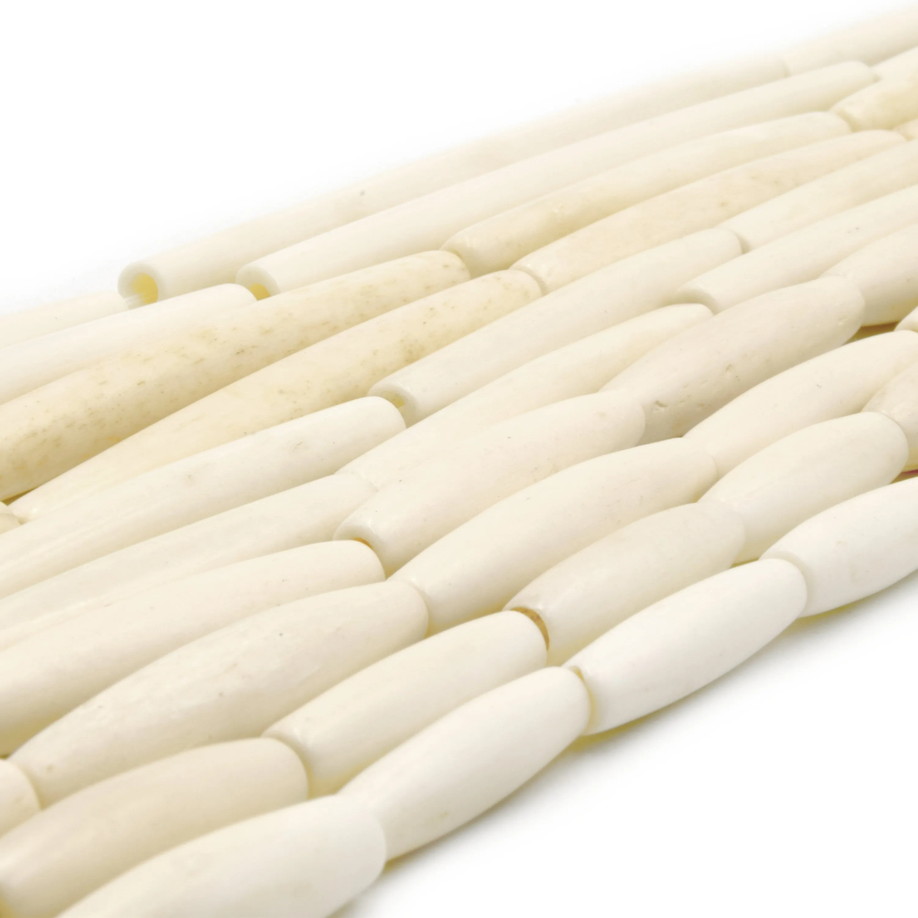 Bone Beads - Ox Bone Tube Hair Pipe Beads in Sizes 1 inch to 4 inches, Available in White, Brown, and Black.