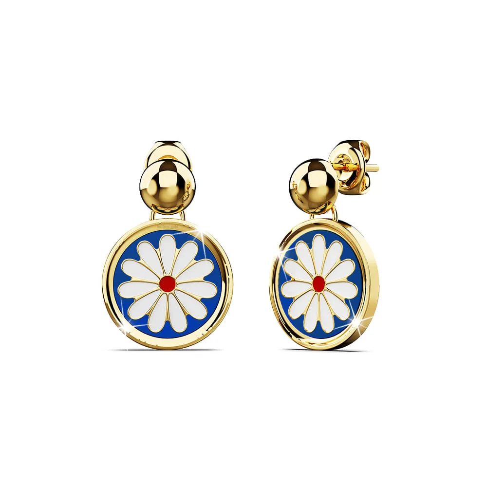 Boxed Bullion Blue Blossom Necklace and Earring Set in Gold