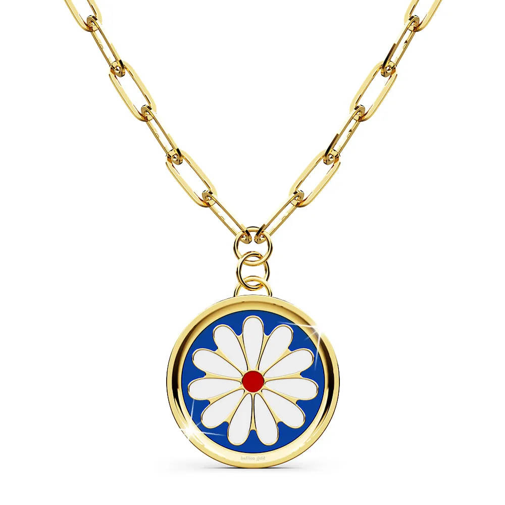Boxed Bullion Blue Blossom Necklace and Earring Set in Gold