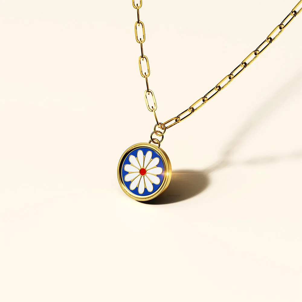 Boxed Bullion Blue Blossom Necklace and Earring Set in Gold