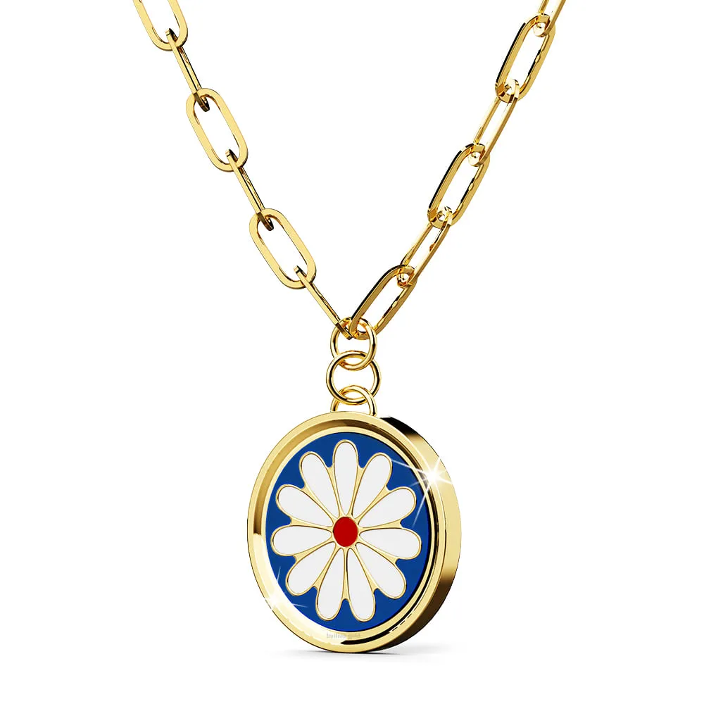 Boxed Bullion Blue Blossom Necklace and Earring Set in Gold