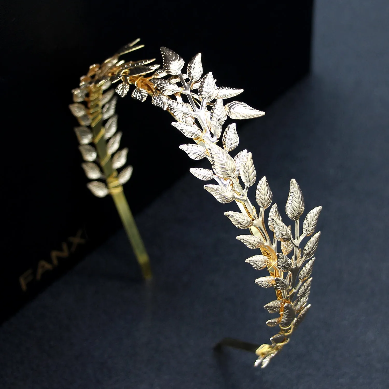 Bridal Golden Leaf Headband Alloy Crown